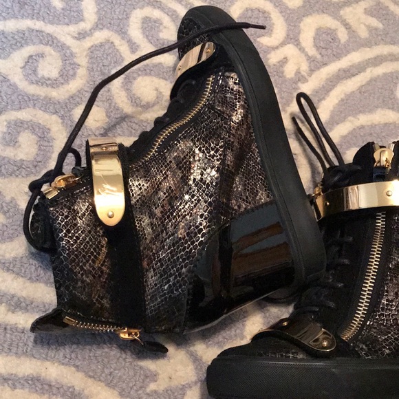 GIUSEPPE ZANOTTI Lorenz Snakeskin Print High Tops - Picture 6 of 8